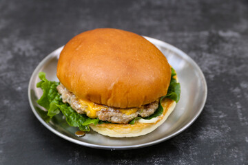 Homemade hamburgers on a plate