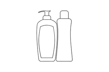 Simple line drawing of pump bottle and lotion bottle