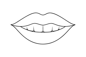 Smiling lips line drawing illustration beauty woman