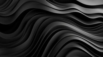 Obraz premium Abstract Black Wave Background, 3D Rendering, Dark Curves Abstract Background, 3D Illustration