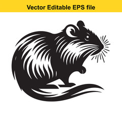 Stylized Black and White Degu Illustration, Vector Graphic