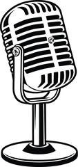  microphone silhouette, vintage mic icon, retro audio vector, classic sound equipment, black broadcast symbol