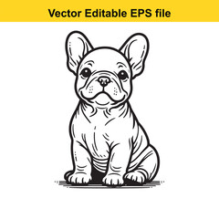 Adorable French Bulldog Puppy Illustration: Vector EPS File