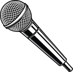  microphone silhouette, vintage mic icon, retro audio vector, classic sound equipment, black broadcast symbol