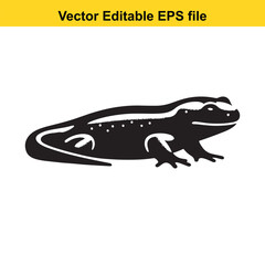 A black and white vector illustration of a lizard