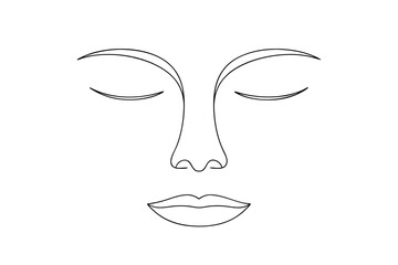 Serene minimalist line drawing of a woman's face