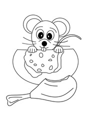 mouse and cheese, coloring book for children