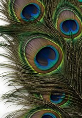 Fototapeta premium Close-up of Vibrant Peacock Feathers with Iridescent Colors