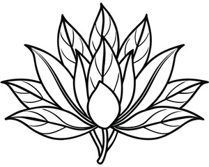 Vector illustration of a black and white flower design with leaf and floral elements