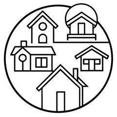 Vector set of house and home icons for real estate and residential building design