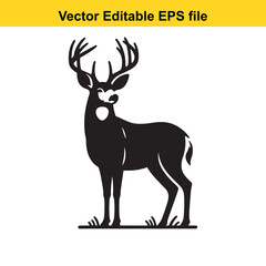 Majestic Black Silhouette of a Deer in a Simple Design