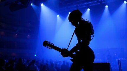 Silhouetted Guitarist On Stage