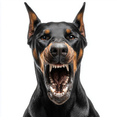 Ferocious Doberman Portrait , isolated on white background png