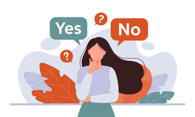 Decision Making: Choosing Between Yes or No. This visual represents the concept of making a choice, facing a dilemma, or problem-solving.