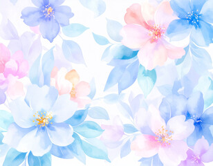 Watercolor Flower Blossom Elements color blue orange background	