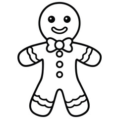 Simple Gingerbread Man Outline with Bow Tie and Buttons Design