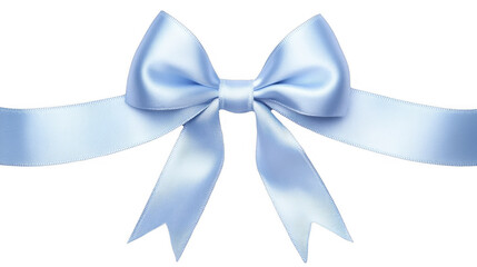 Elegant light blue satin bow isolated on a transparent background, PNG image, PNG file.