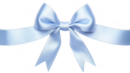 Elegant light blue satin bow isolated on a transparent background, PNG image, PNG file.