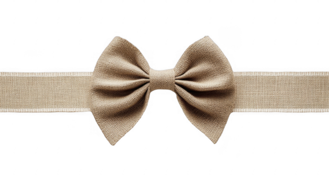 Burlap Ribbon Tied in a Bow on a Transparent Background, PNG image, PNG file.