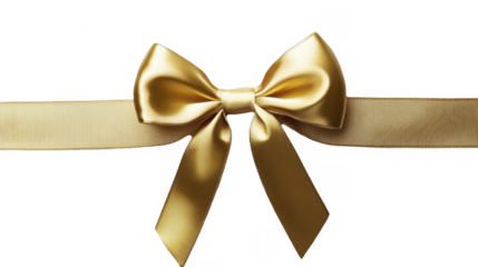 Shiny golden ribbon bow on a transparent background, PNG image, PNG file.