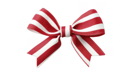 Red and White Striped Ribbon Bow Isolated on a Transparent Background, PNG image, PNG file.