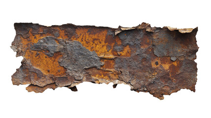 Naklejka premium Rustic textured metal fragment on a transparent background, PNG image, PNG file.