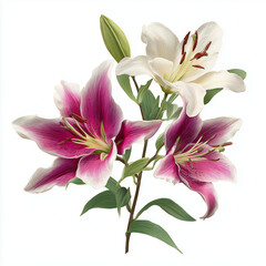 Obraz premium Stunning Pink and White Lily Bouquet , isolated on white background png