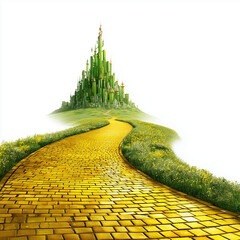 Emerald City and the Yellow Brick Road , isolated on white background png