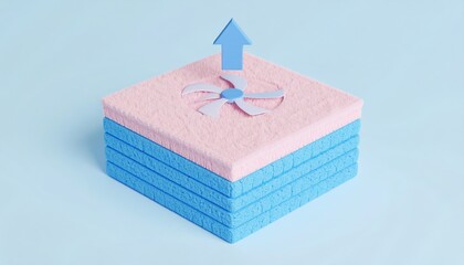 Cool Air Circulation System Pink Soft Top Layer and Blue Cooling Base Upward Airflow