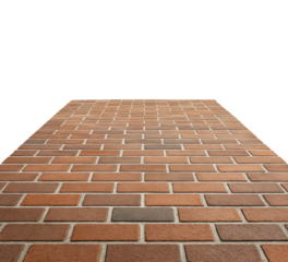 Vertical View of a Rustic Brown Brick Wall with Detailed Texture and Color Variation, Isolated on Transparent and White Background