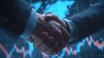 Global business partnership handshake stock photo