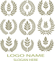 A versatile collection of laurel wreaths, borders, and leaf designs logo icon vector .