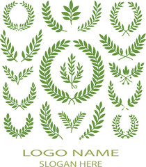 A versatile collection of laurel wreaths, borders, and leaf designs logo icon vector .