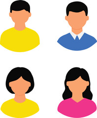 Fototapeta premium Set of User Avatars Featuring Men and Women in Diverse Styles and Expressions