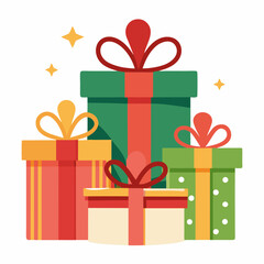 Festive Gift Boxes Vector on White Background