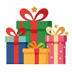 Festive Gift Boxes Vector on White Background