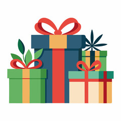Festive Gift Boxes Vector on White Background