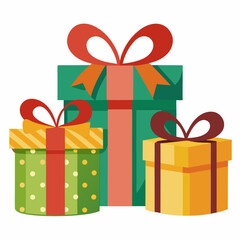 Festive Gift Boxes Vector on White Background