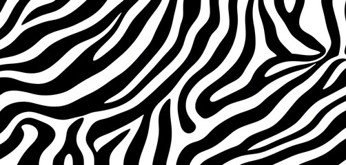 Stylish black & white zebra stripe halftone pattern Seamless vector background texture, textile, modern