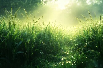 Serene Wheat Field In Morning Glow high resolution picture