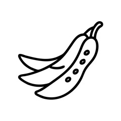 Green beans icon in minimalist style with simple lines