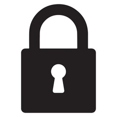 Modern Lock Icon Silhouette for Data Privacy Graphics