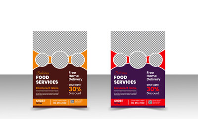Delicious food & restaurant Flyer Template design A4 size modern food flyer vector layout and restaurant cafe menu card design brochure template.
