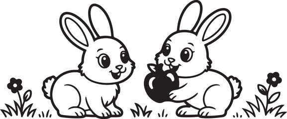 Silhouette shadow illustration of a rabbit on white