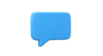 Fototapeta premium A single blue speech bubble icon with rounded corners isolated on a clean white background in a studio shot