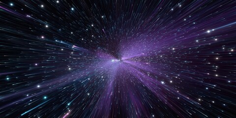 Stunning purple starfield with radiant light beams in deep space