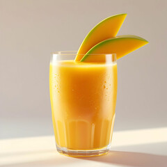 Tasty mango juice glass with slices isolated on a transparent background