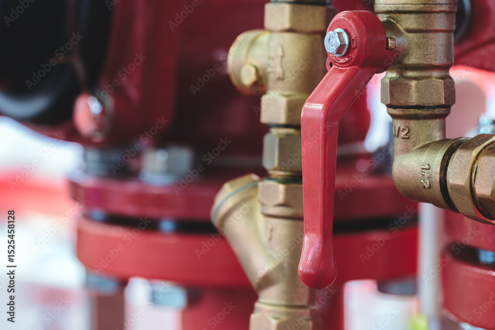 Poster copper block with valves part of a fire protection system