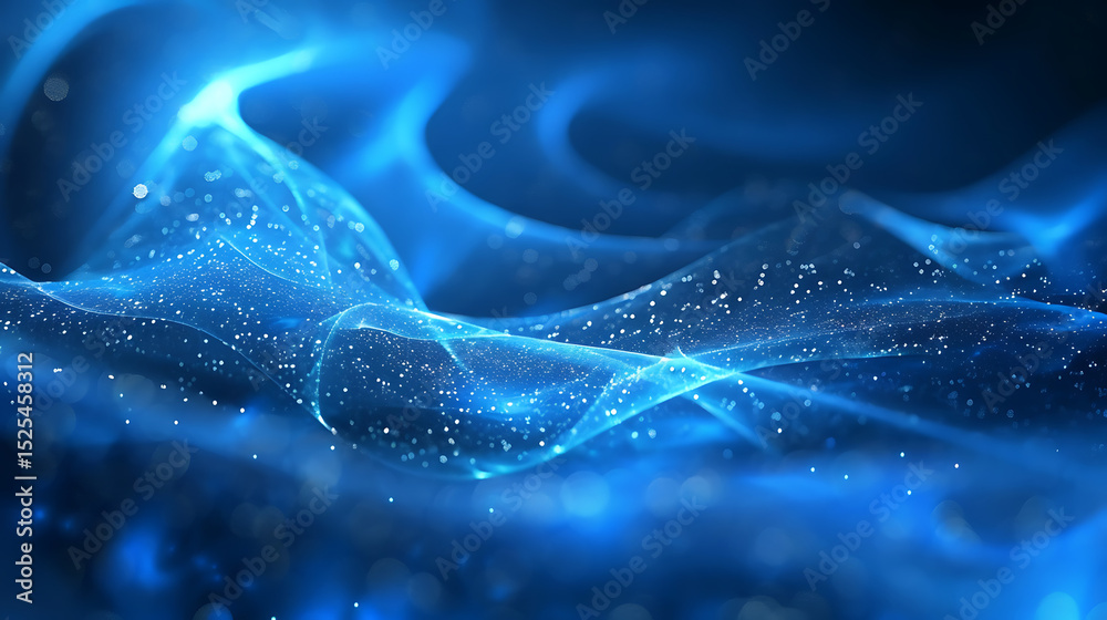 Fototapete a vibrant abstract background features flowing blue lines and glowing particles, creating a futurist