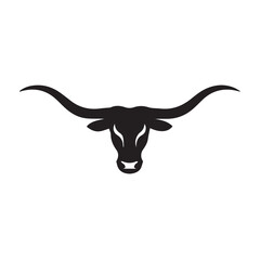 Vector illustration of a bull head silhouette on a white background, perfect for an animal icon or symbol